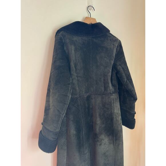 Express Vintage Maximalist Suede Maxi Statement Coat - Black, Small - Picture 10 of 11